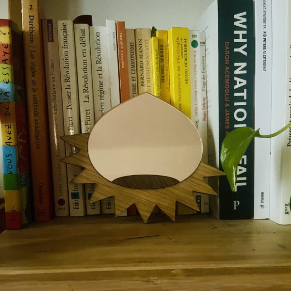 Mini miroir dans sa bogue coloris rose poudré