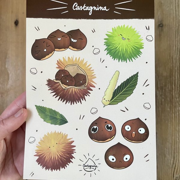 Sheet of Castagne kawaii stickers