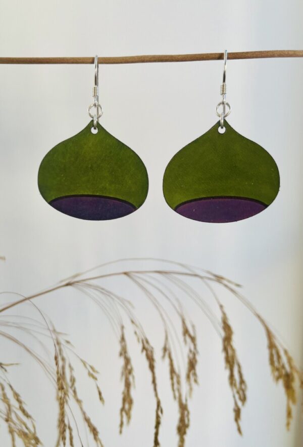 Green Leather Chestnut D'Earrings